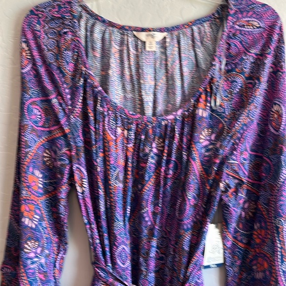Terra & Sky Women's Boho Paisley  Shirred Mini Dress Plus Size 0X (14W) - Picture 6 of 14